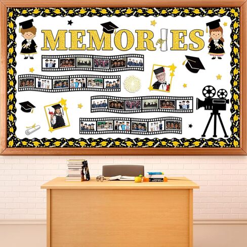 Graduation Bulletin Board Decorations Set Class of 2026 Movie Memories Theme Classroom Decor End of The Year Film Star DIY Photo Cutouts for Kindergarten Primary Junior Senior High School Wall Decor in Saudi Arabia