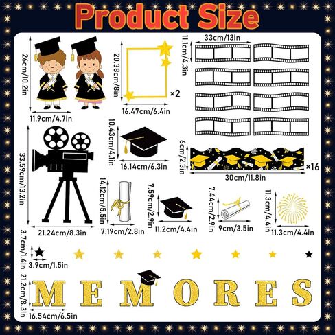 Graduation Bulletin Board Decorations Set Class of 2026 Movie Memories Theme Classroom Decor End of The Year Film Star DIY Photo Cutouts for Kindergarten Primary Junior Senior High School Wall Decor in Saudi Arabia