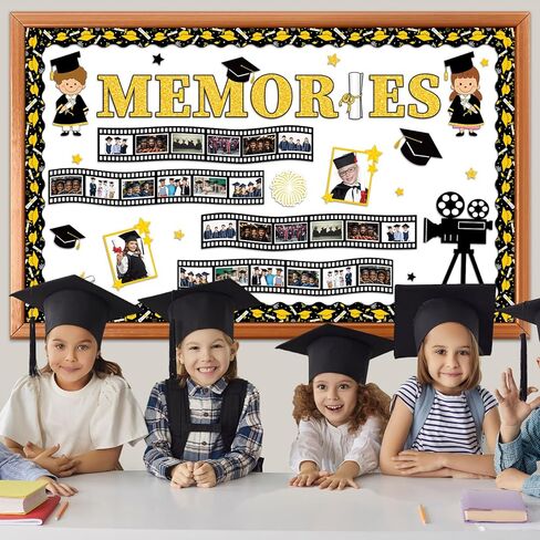 Graduation Bulletin Board Decorations Set Class of 2026 Movie Memories Theme Classroom Decor End of The Year Film Star DIY Photo Cutouts for Kindergarten Primary Junior Senior High School Wall Decor in Saudi Arabia