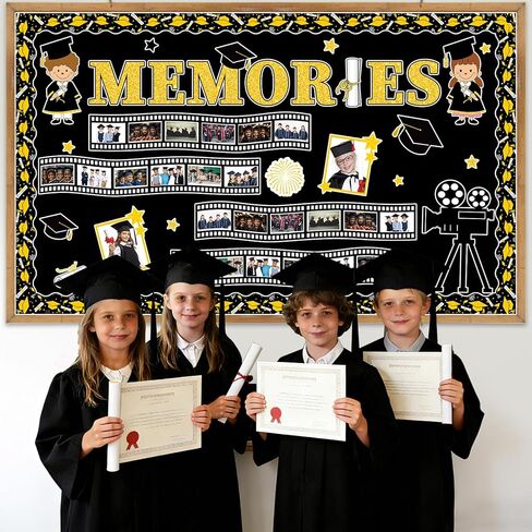 Graduation Bulletin Board Decorations Set Class of 2026 Movie Memories Theme Classroom Decor End of The Year Film Star DIY Photo Cutouts for Kindergarten Primary Junior Senior High School Wall Decor in Saudi Arabia