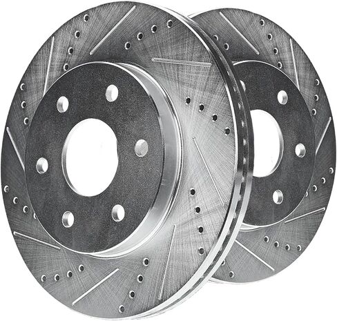 [6-Stud Models w/Manual Parking Brake] Rear 13.70" Drilled and Slotted Brake Rotors Compatible with 2012-2020 Ford F-150, 12 13 14 15 16 17 18 19 20 Vented Disc Brakes 54186, 2 Pcs in Saudi Arabia