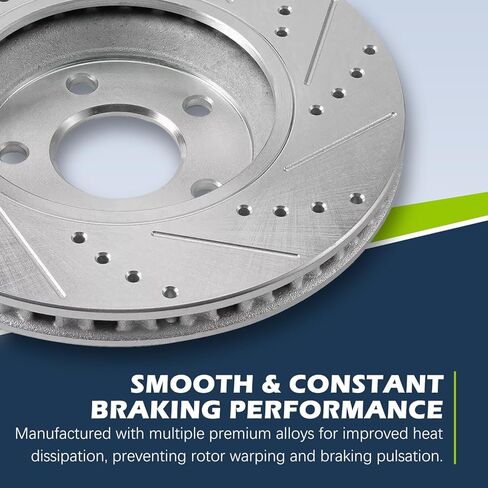 [6-Stud Models w/Manual Parking Brake] Rear 13.70" Drilled and Slotted Brake Rotors Compatible with 2012-2020 Ford F-150, 12 13 14 15 16 17 18 19 20 Vented Disc Brakes 54186, 2 Pcs in Saudi Arabia