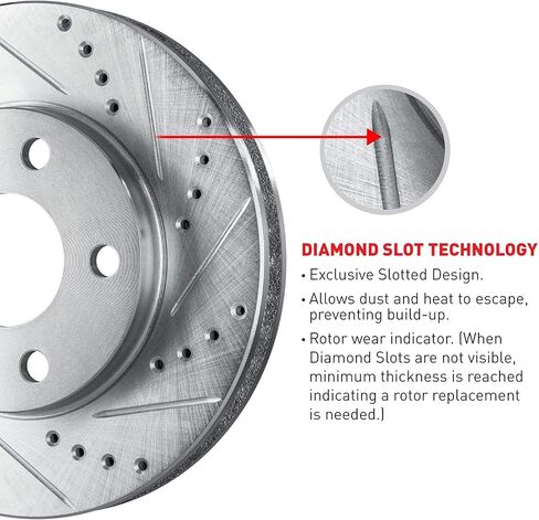 R1 Concepts Rear Brake Rotors Fits 2019-2025 Genesis G70; 2018-2023 Kia Stinger|Drilled Slotted Silver Disc Brake Rotors in Kuwait
