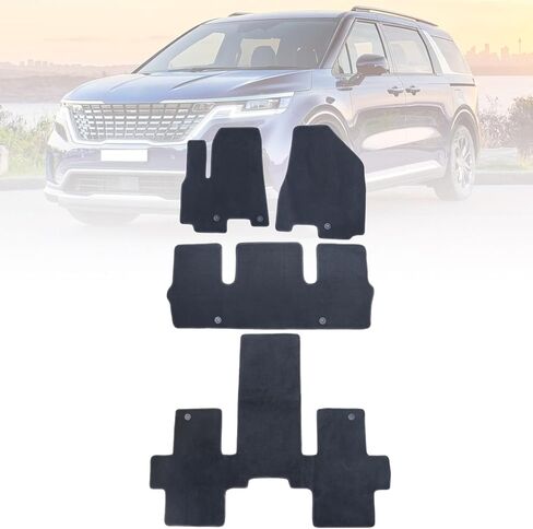 GXARTS Car Waterproof Floor Mats Carpet Full Set Compatible with Kia Sedona 2015 2016 2017 2018 2019 2020 | All-Weather Protect, Black Velour Automobile Floor Liner Accessories in Kuwait