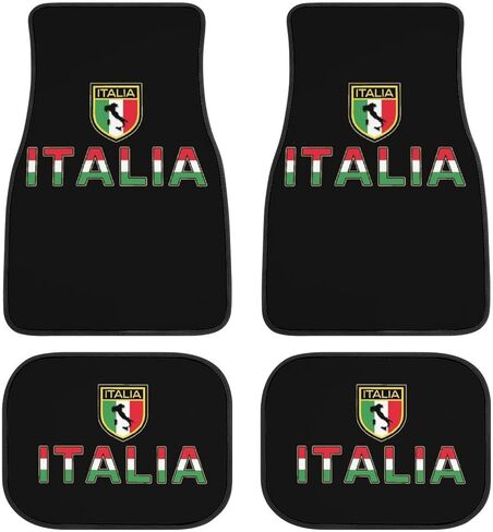 Italy Flag and Italian Letter 4-Piece Car Floor Mats Front and Rear Rubber Backing Carpet Auto Foot Mats Universal Car Accessories Fit SUV Vans Sedans Trucks in Saudi Arabia