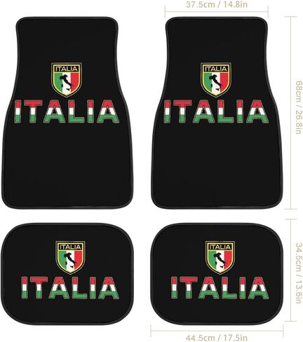 Italy Flag and Italian Letter 4-Piece Car Floor Mats Front and Rear Rubber Backing Carpet Auto Foot Mats Universal Car Accessories Fit SUV Vans Sedans Trucks in Saudi Arabia