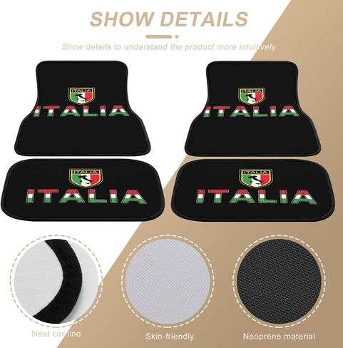 Italy Flag and Italian Letter 4-Piece Car Floor Mats Front and Rear Rubber Backing Carpet Auto Foot Mats Universal Car Accessories Fit SUV Vans Sedans Trucks in Saudi Arabia