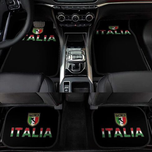 Italy Flag and Italian Letter 4-Piece Car Floor Mats Front and Rear Rubber Backing Carpet Auto Foot Mats Universal Car Accessories Fit SUV Vans Sedans Trucks in Saudi Arabia