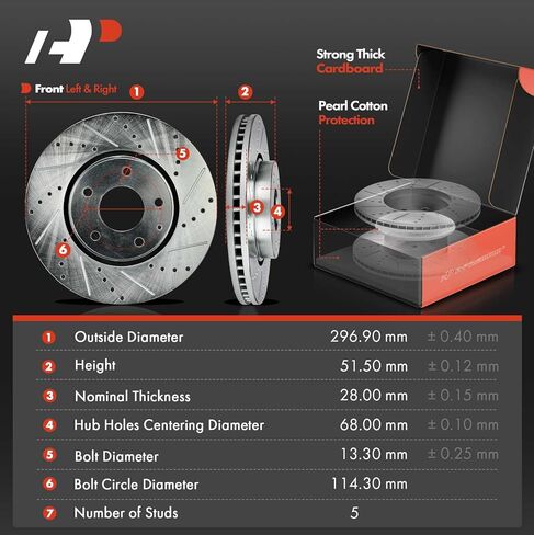 A-Premium Front and Rear Drilled and Slotted Disc Brake Rotors + Ceramic Pads Kit Compatible with Select Mazda Models - CX-5 CX5 2016 2017 2018 2019, 12-PC Set in Kuwait