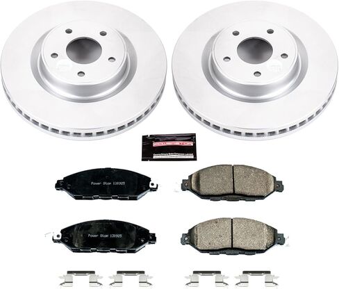 طقم فرامل أمامية PowerStop لسيارة INFINITI JX35 2013 |QX60 2014-20 |Nissan Murano 2015-24 |Pathfinder 2013-20 - دوارات قرصية مطلية بالكامل مع استبدال وسادات الفرامل Z17 السيراميكية، CRK6496 in Kuwait
