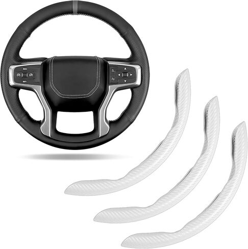 Car Steering Wheel Cover for Jeep Patriot 2017-2018, Car Accessories Steering Wheel Covers for Women Men, Carbon Fiber Anti-Slip Snap on Grip, 3PCS Segmented Design, Standard Size (14.5"-15" - White) in Saudi Arabia