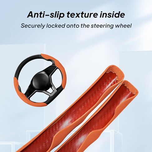 2 Pieces for Tesla Steering Wheel Cover,PU Leather+Plastic Car Steering Wheel Cover Fit for Tesla Model 3 Fit for Model Y Fit for Model S Car Accessories Orange in Saudi Arabia