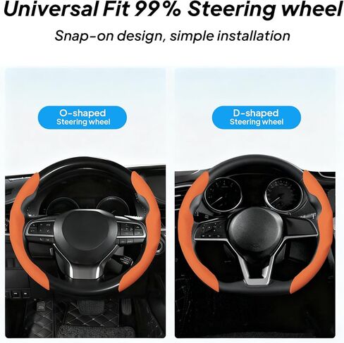 2 Pieces for Tesla Steering Wheel Cover,PU Leather+Plastic Car Steering Wheel Cover Fit for Tesla Model 3 Fit for Model Y Fit for Model S Car Accessories Orange in Saudi Arabia