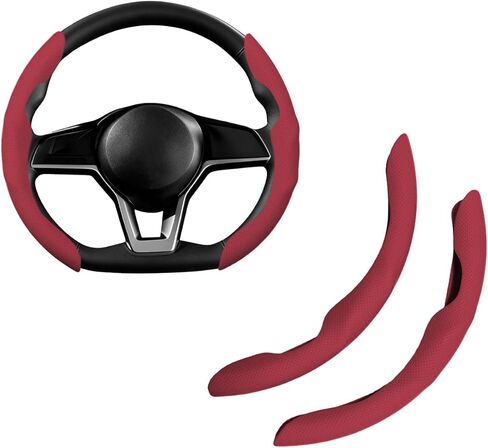 2 Pieces for Tesla Steering Wheel Cover,PU Leather+Plastic Car Steering Wheel Cover Fit for Tesla Model 3 Fit for Model Y Fit for Model S Car Accessories Orange in Saudi Arabia