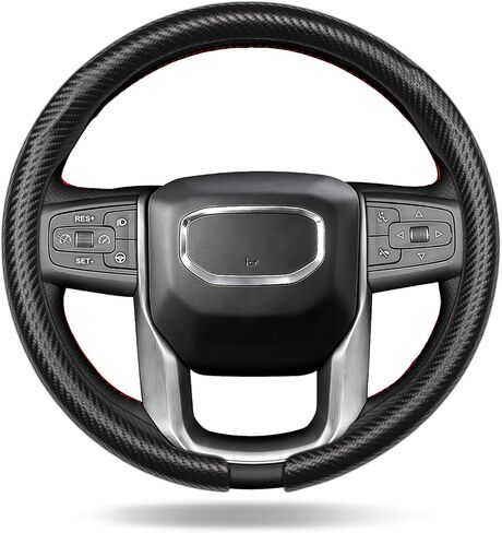 Car Steering Wheel Cover for Ford Ranger 2000-2001, 2019-2025, Car Accessories Steering Wheel Cover for Women Men, Carbon Fiber Anti-Slip, O & D Shape Standard Size (14.5"-15" - Blackd) in Saudi Arabia