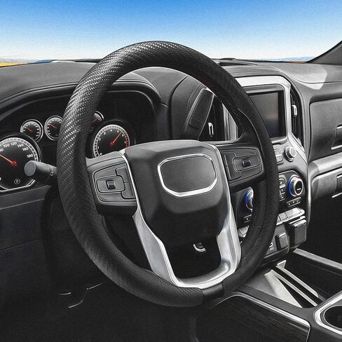 Car Steering Wheel Cover for Ford Ranger 2000-2001, 2019-2025, Car Accessories Steering Wheel Cover for Women Men, Carbon Fiber Anti-Slip, O & D Shape Standard Size (14.5"-15" - Blackd) in Saudi Arabia