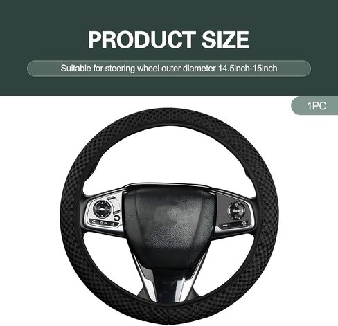 Car Elastic Stretch Steering Wheel Cover, Ice Silk Breathable Steering Wheel Protector, 3D Massage Mesh Anti-slip Protector for 14.5" - 15 ", Universal for Most Cars (Black) in Saudi Arabia