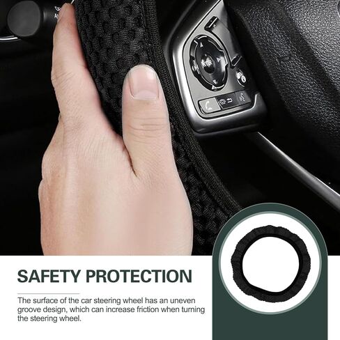 Car Elastic Stretch Steering Wheel Cover, Ice Silk Breathable Steering Wheel Protector, 3D Massage Mesh Anti-slip Protector for 14.5" - 15 ", Universal for Most Cars (Black) in Saudi Arabia