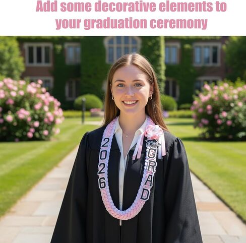 Graduation Leis, 2-Pack Ribbon Leis for Graduation Decorations, Class of 2026 Graduation Party Supplies, DIY Graduation Decor for High School College Ceremonies in Saudi Arabia