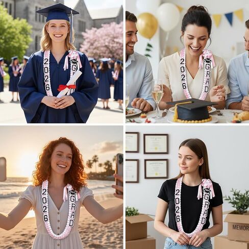 Graduation Leis, 2-Pack Ribbon Leis for Graduation Decorations, Class of 2026 Graduation Party Supplies, DIY Graduation Decor for High School College Ceremonies in Saudi Arabia
