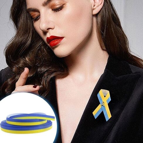 Blue and Yellow Ribbon, 9mm 5 Yards Ribbon, Ribbon DIY Handmade Ribbon Rolls, Suitable for Making Some Handmade Crafts Fabric Ribbons in Kuwait