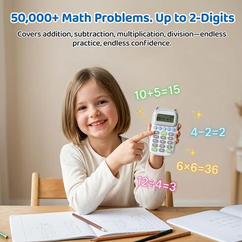 Umimile Math Games for Kids Ages 4-12 – Portable Math Toy with 4 Fun Modes, Rechargeable, Travel-Friendly – 50,000+ Addition, Subtraction, Multiplication, Division Questions in Saudi Arabia