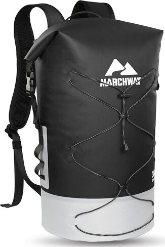 MARCHWAY Floating Roll Top Dry Bag, Flexible Lightweight TPU Waterproof Backpack 20L/30L/40L with Padded Straps for Boating, Kayaking, Swimming, Hiking, Beach (Blue, 30L) in Kuwait