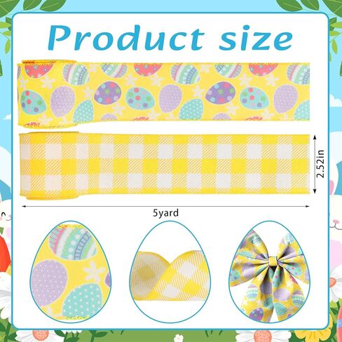 2 Rolls Easter Ribbon for Wreath Bow Wrapping Gifts, Pink Stripe Happy Easter Ribbon for Gift Wrapping Decoration Party Supplies Craft 2.5" X 10 Yard Wired Spring Easter Theme Wreath Ribbon in Saudi Arabia