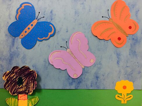 SHAPES ETC. 31 Pcs Butterfly Assorted Color Large Cut-Outs 5.5in, Construction Paper Shapes, Spring Bulletin Board Decorations, DIY Crafts, Bug Cut Outs, Wall Cutouts, Made in USA in Kuwait