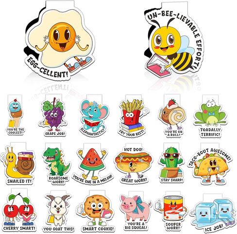 Gueevin 100 Pcs Funny Magnetic Bookmarks Pun Theme Magnet Page Markers Bulk Motivational Reward Page Clips for Teaching Prizes Office Classroom Reading Gifts in Kuwait