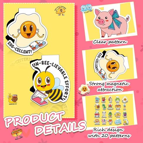 Gueevin 100 Pcs Funny Magnetic Bookmarks Pun Theme Magnet Page Markers Bulk Motivational Reward Page Clips for Teaching Prizes Office Classroom Reading Gifts in Kuwait