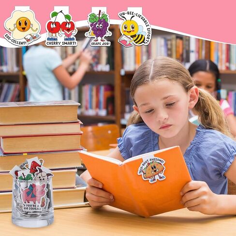 Gueevin 100 Pcs Funny Magnetic Bookmarks Pun Theme Magnet Page Markers Bulk Motivational Reward Page Clips for Teaching Prizes Office Classroom Reading Gifts in Kuwait