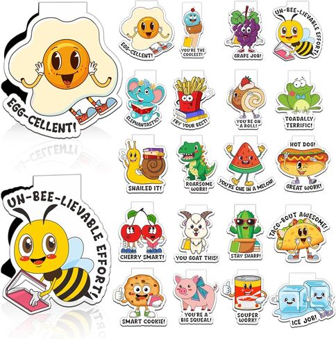 Gueevin 100 Pcs Funny Magnetic Bookmarks Pun Theme Magnet Page Markers Bulk Motivational Reward Page Clips for Teaching Prizes Office Classroom Reading Gifts in Kuwait