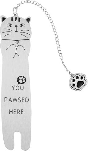 Cat Bookmark, Zinc Alloy Funny Cat Shaped Bookmark with Paw Mark Pendant Cute Reading Lightweight Accessories for Women Men Book Lovers (Style 1) in Kuwait