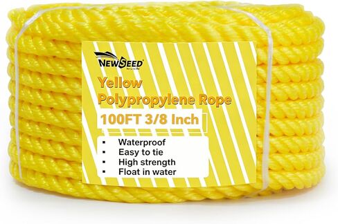 NEWSEED Polypropylene Rope 3/8 Inch 100ft, Yellow Floating Waterproof, High Visibility Lightweight Rope for Marine, Camping, Flag Pole, Garden, Indoor & Outdoor Use in Saudi Arabia