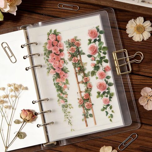 10Pcs Rose Flower Ladder Stickers Vintage Floral Vine Scrapbook Stickers for Journaling Junk Journal Supplies Spring Flower Sticker PET Aesthetic Sticker Decorative Decals for Crafts DIY Card Collage in Saudi Arabia