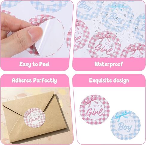 72 Pcs Team Boy Or Girl,2 Inch Baby Gender Reveal Decorations, Pink or Blue Gender Reveal Decorations Bow Baby Shower Stickers for Party Games Supplies and for Shower in Saudi Arabia