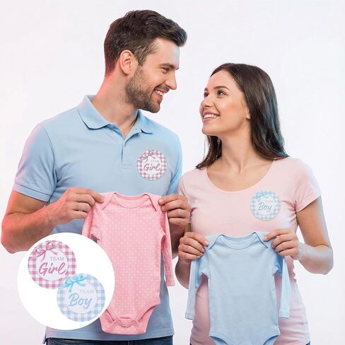 72 Pcs Team Boy Or Girl,2 Inch Baby Gender Reveal Decorations, Pink or Blue Gender Reveal Decorations Bow Baby Shower Stickers for Party Games Supplies and for Shower in Saudi Arabia