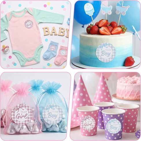 72 Pcs Team Boy Or Girl,2 Inch Baby Gender Reveal Decorations, Pink or Blue Gender Reveal Decorations Bow Baby Shower Stickers for Party Games Supplies and for Shower in Saudi Arabia