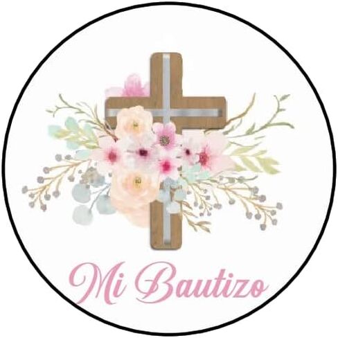 30 Pcs Mi Bautizo Floral Flowers Baptism Stickers Envelope Seals Favor Labels Round Tags, Stamps Stickers for Gifts, Envelopes, Boxes, Spanish in Kuwait