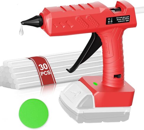 Cordless Hot Glue Gun for Milwaukee 18V Battery, Handheld Full Size Glue Gun, Hot Glue Gun Kit with 30PCS Glue Sticks Set, for Home Repair Arts Crafts DIY(Battery Not Include) in Saudi Arabia