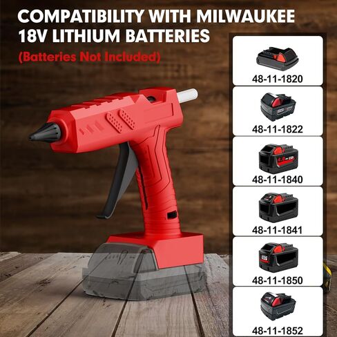 Cordless Hot Glue Gun for Milwaukee 18V Battery, Handheld Full Size Glue Gun, Hot Glue Gun Kit with 30PCS Glue Sticks Set, for Home Repair Arts Crafts DIY(Battery Not Include) in Saudi Arabia