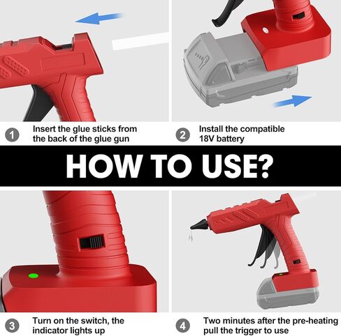 Cordless Hot Glue Gun for Milwaukee 18V Battery, Handheld Full Size Glue Gun, Hot Glue Gun Kit with 30PCS Glue Sticks Set, for Home Repair Arts Crafts DIY(Battery Not Include) in Saudi Arabia