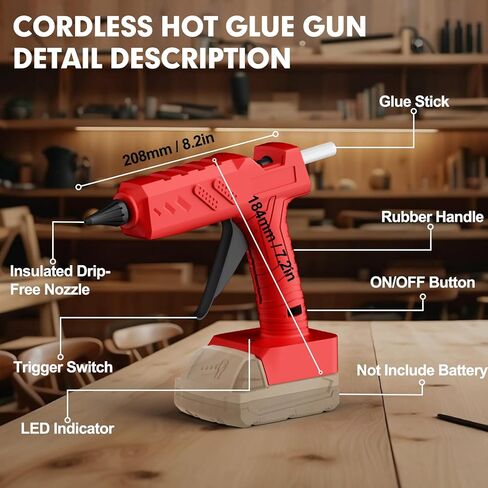 Cordless Hot Glue Gun for Milwaukee 18V Battery, Handheld Full Size Glue Gun, Hot Glue Gun Kit with 30PCS Glue Sticks Set, for Home Repair Arts Crafts DIY(Battery Not Include) in Saudi Arabia