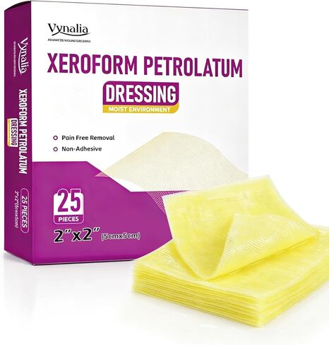 Xeroform Petrolatum Dressing,Non-Adherent Gauze Pads, Soft Gauze for Wound Care Burns, Lacerations, Skin Grafts & Surgical Incisions (1 x 8 inches(Pack of 50) in Saudi Arabia