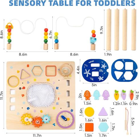 Busy edition Activity Table for 1 Year Old, 9 in 1 Wooden Montessori Toys, Baby Activity Table with Bead Maze Toys for Toddlers, Learning Sensory Development Play Table, 1 Year Old Boy Gifts in Saudi Arabia