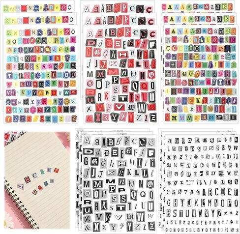 15 Sheet Magazine Letter Stickers Scrapbook Letter Stickers Vintage Small Alphabet Sticker Ransom Alphabet Sticker for Scrapbooking Supplies Journaling DIY Crafts Gift Junk Journal in Saudi Arabia