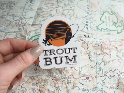 Trout Bum Fly Fishing Sticker, Vinyl Trout Fishing Sticker for Hydroflask | River Trout Sticker for Fisherman, Angler | Fly Fish Decals in Saudi Arabia
