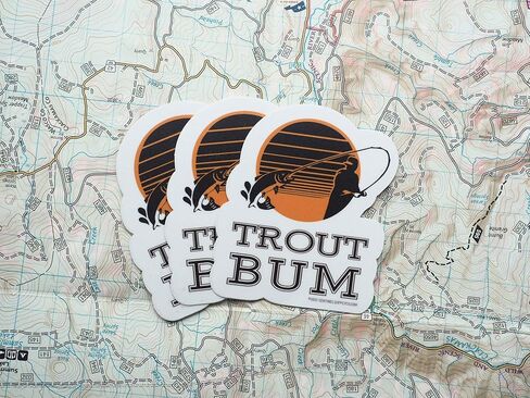 Trout Bum Fly Fishing Sticker, Vinyl Trout Fishing Sticker for Hydroflask | River Trout Sticker for Fisherman, Angler | Fly Fish Decals in Saudi Arabia