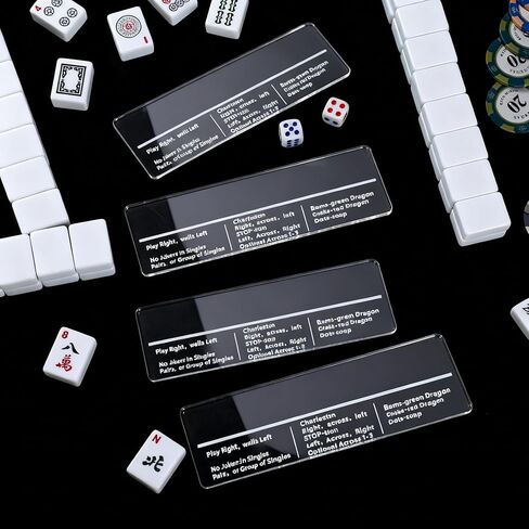 4 Pcs Mahjong Line Reader with Rules Reminder Mahjong Gifts Line Reader Finder Guide Rule Helper Acrylic Clear Card Tool 2 x 6 for American Mahjjong Accessory(Transparent,Straight Edge) in Saudi Arabia